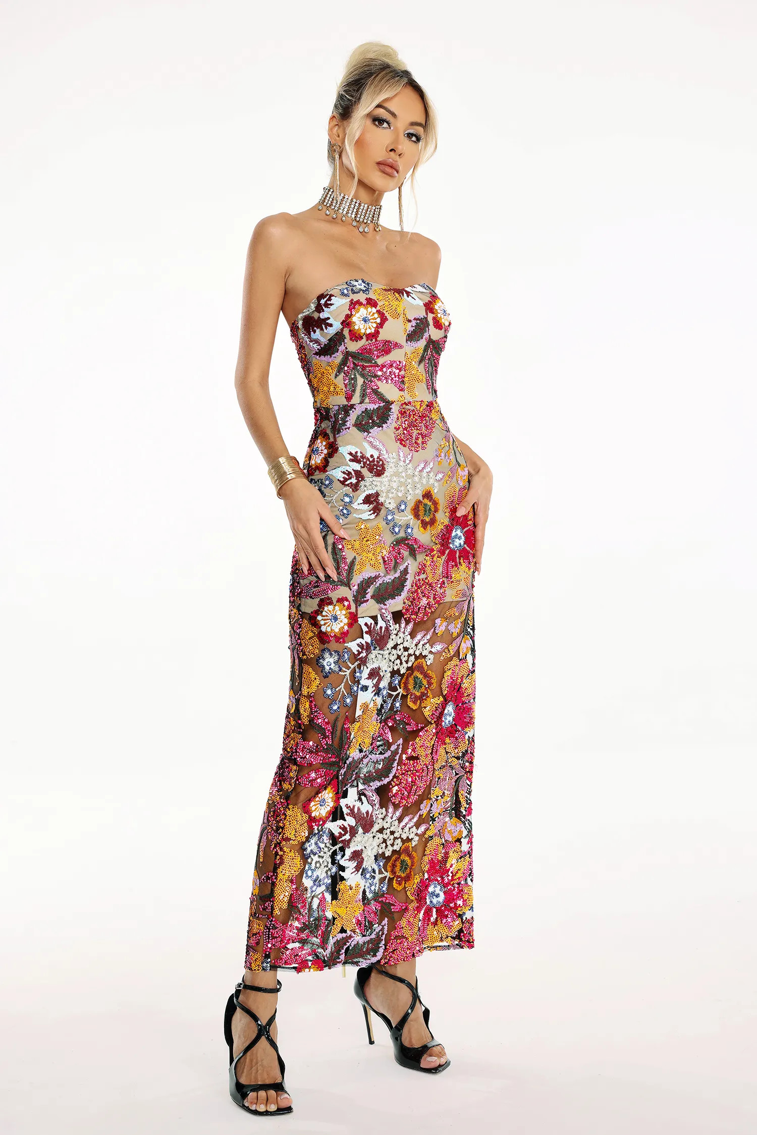 Satu Floral Glitter Maxi Dress | Bellabarnett Affiliate Marketing