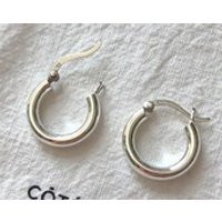Silver Chunky Hoop Earrings (Small), Sterling silver, Ct Cach, Minimalist, Thick hoop, Simple hoop,  | Etsy (US)
