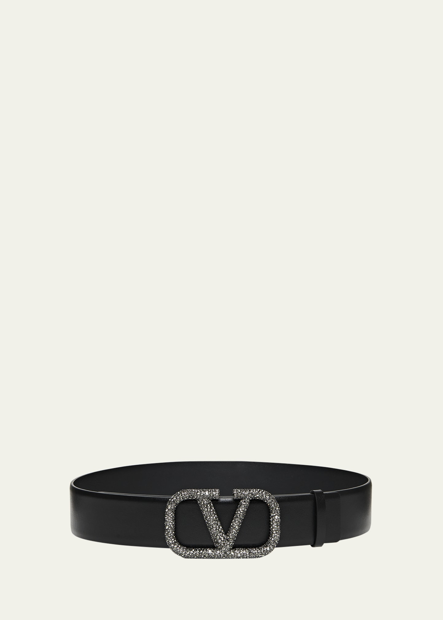 Valentino Embellished V-Logo Smooth Leather Belt | Bergdorf Goodman