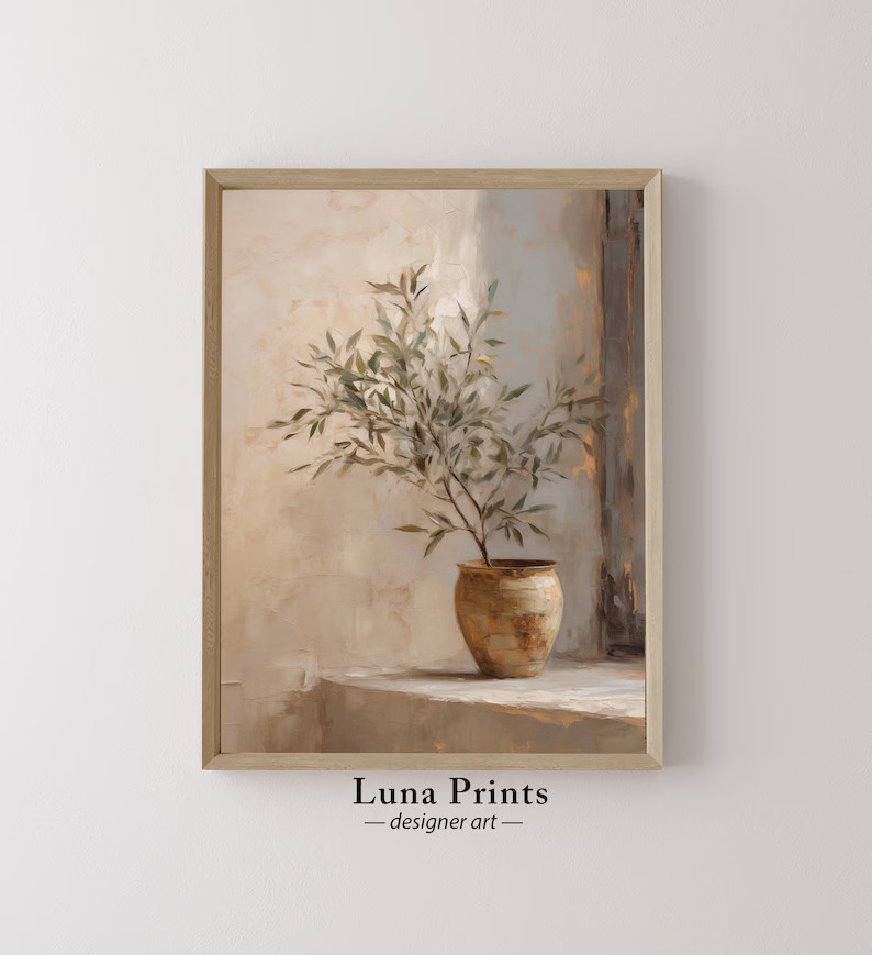 Olive Tree Still Life Painting, PRINTABLE ART, Vintage Botanical Art, Modern Organic Mediterranea... | Etsy (US)