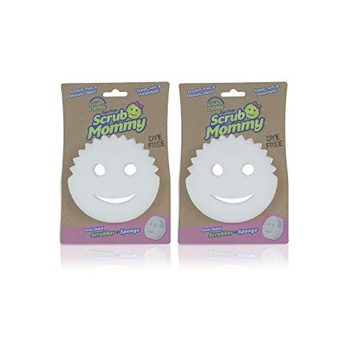 Scrub Daddy Dual-Sided Sponge and Scrubber- Scrub Mommy Dye Free - Scratch-Free Scrubber for Dishes and Home, Odor Resistant, Soft in Warm Water, Firm in Cold, Dishwasher Safe, 1ct (Pack of 2) | Amazon (US)