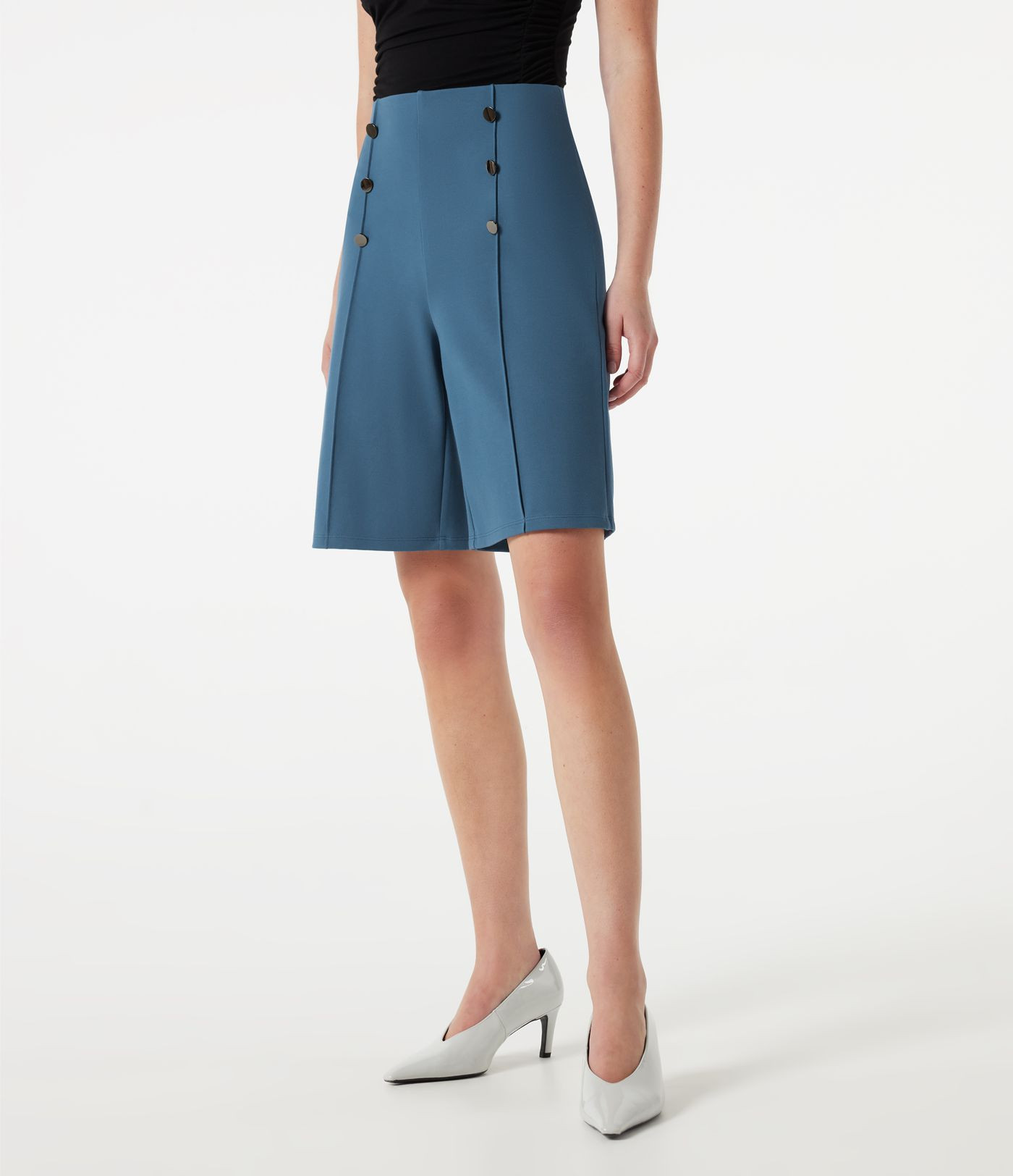 Women\u2019s High-waisted Decorative Buttons Work Baggy Shorts with Pockets - Halara | HALARA