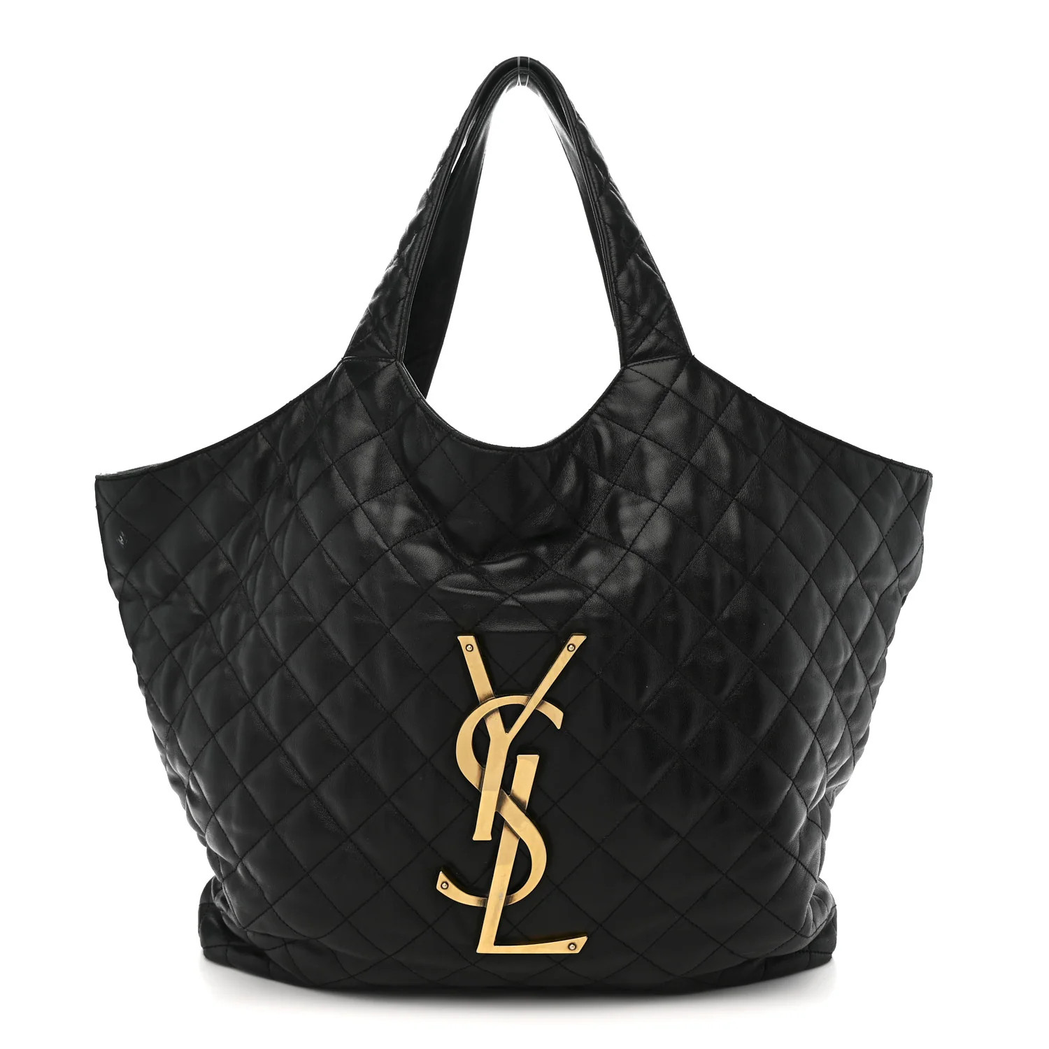 Lambskin Quilted Maxi Icare Shopping Tote Black | FASHIONPHILE (US)