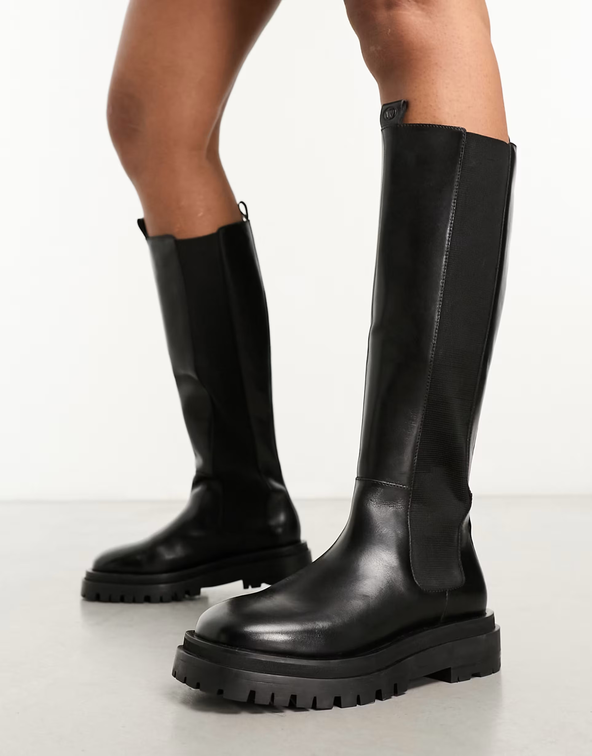 Walk London Dana tall chelsea boots in black leather | ASOS (Global)