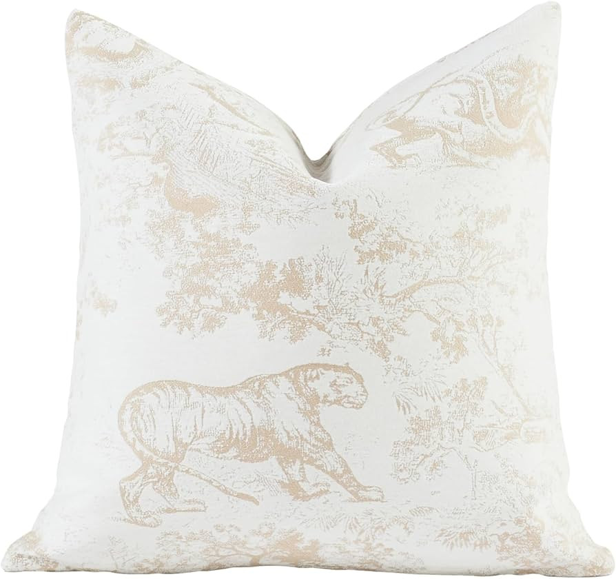 New 20x20'' inches Throw Pillow Cushion Covers - Jungle Tiger Pattern Chenille Jacquard Embroider... | Amazon (US)