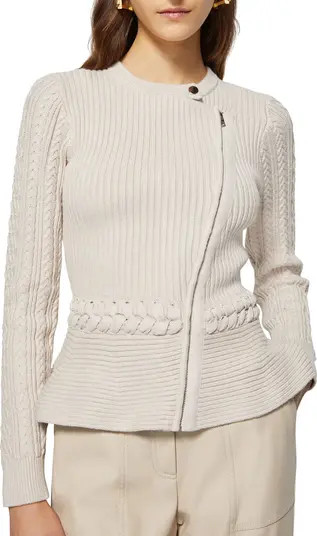 Andi Asymmetric Zip Peplum Cardigan | Nordstrom