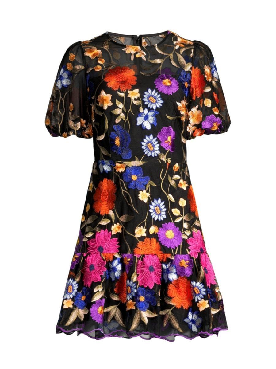 Yasmin Embroidered Floral Minidress | Saks Fifth Avenue