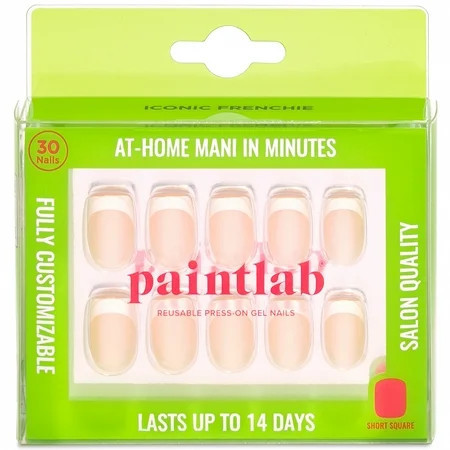 PaintLab Short Square Press On False Nails, Iconic Frenchie, White French Tip, 30 Count | Walmart (US)