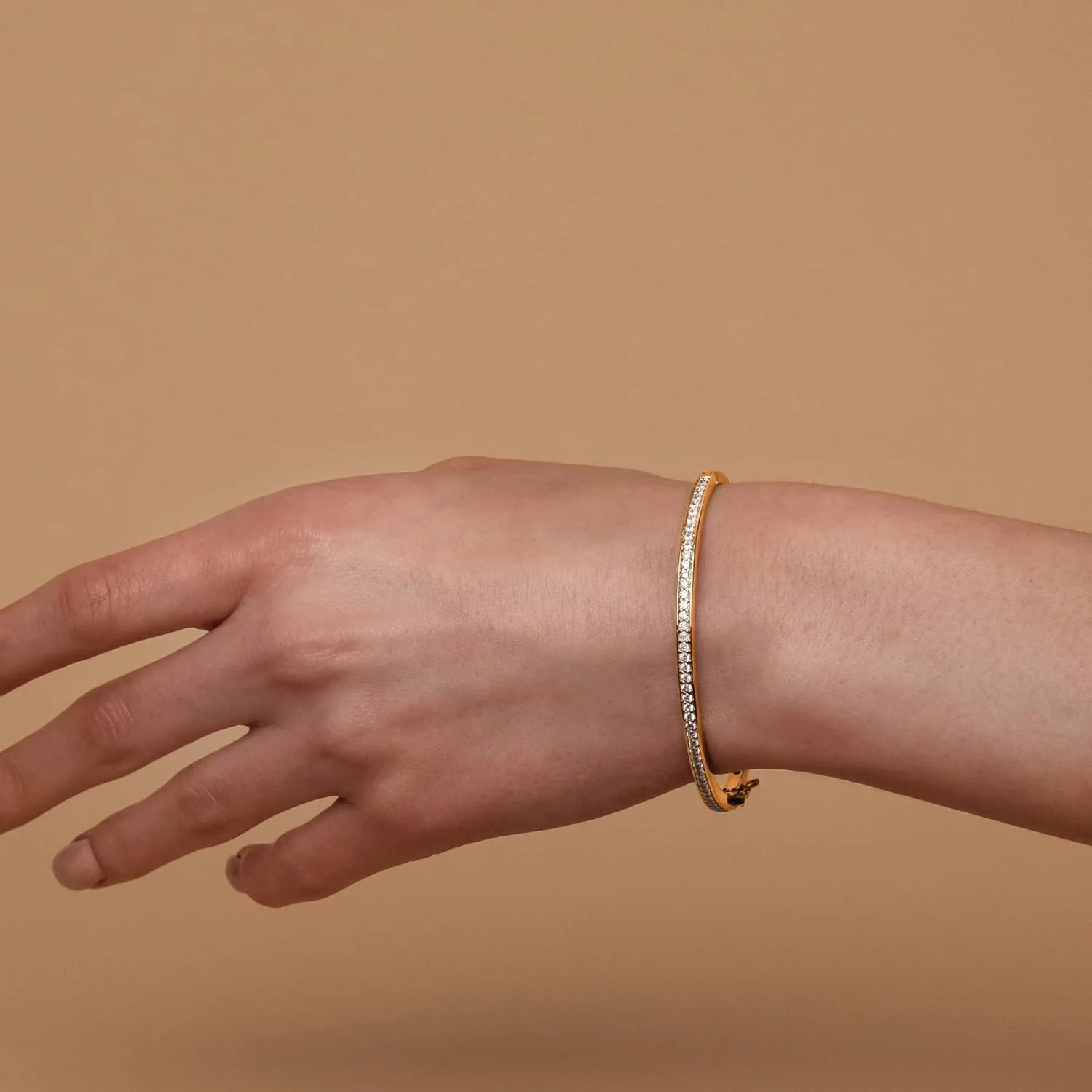 14K Gold Plated Cubic Zirconia Bangle Classic Tennis Bracelet | Gold Bracelets for Women | Walmart (US)