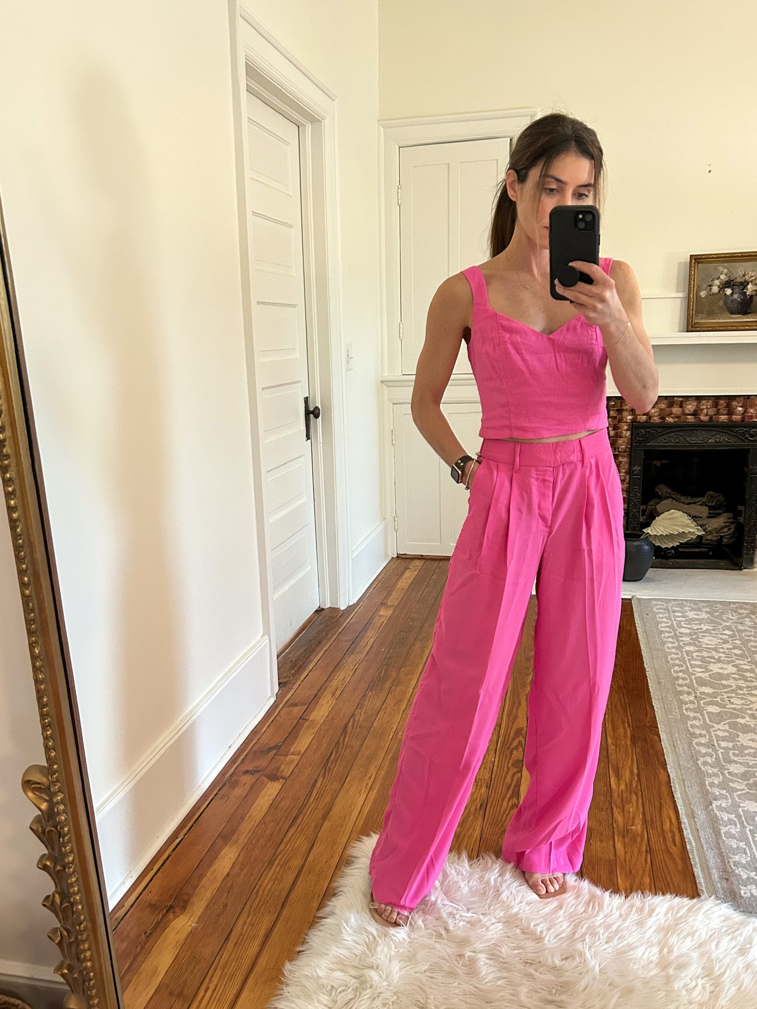 Pink trousers only $32, target, pink pants, matching set size 2 pants size small tank but pinned in back need x small

#LTKSale #LTKunder50 #LTKstyletip