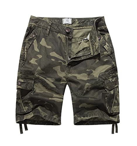 Cargo Shorts for Women Mid Waist Multi-Pocket Cotton Camo Bermuda Hiking Shorts Dailywear Army Green Camo US 10 | Amazon (US)