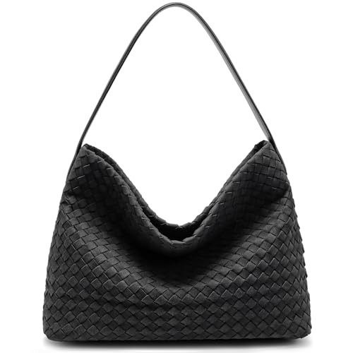 Amazon.com: Woven Tote Womens Shoulder Handbags: Vegan Leather Crossbody Bag - Elegant Satchel Pu... | Amazon (US)