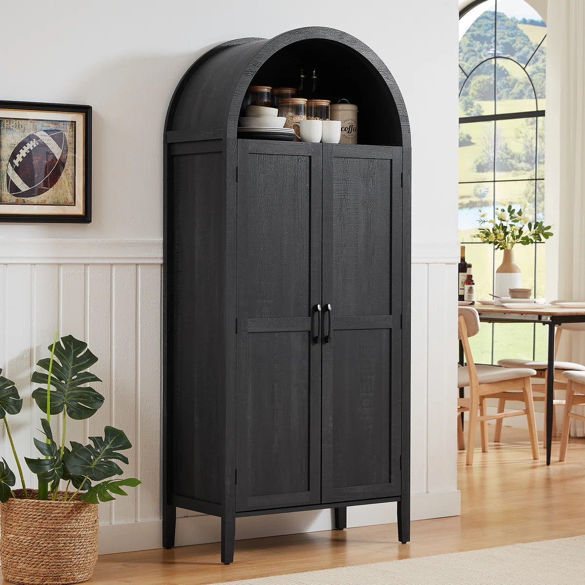 71 Inch Tall Arched Cabinet, Kitchen Pantry Cabinet With Doors & Shelves | Wayfair North America