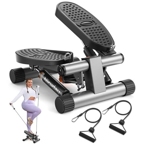 Niceday Steppers for Exercise, Mini Stair Stepper with Resistance Bands at Home Workout Equipment with 300LBS Loading Capacity, Hydraulic Fitness Stepper with LCD Monitor Sliver Gray | Amazon (US)