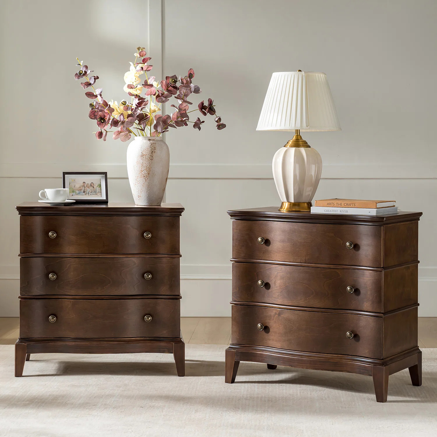 Arelys Transitional 28"W Curved 3-Drawer End Table with Charging Station and Simple Assembly (Set... | Wayfair North America