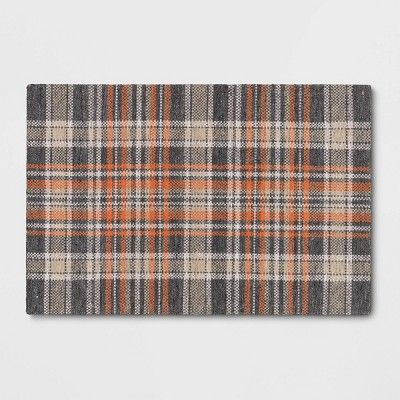 2'x3' Indoor/Outdoor Plaid Tapestry Layering Rug Orange - Threshold™ | Target