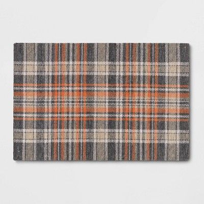 2&#39;x3&#39; Indoor/Outdoor Plaid Tapestry Layering Rug Orange - Threshold&#8482; | Target