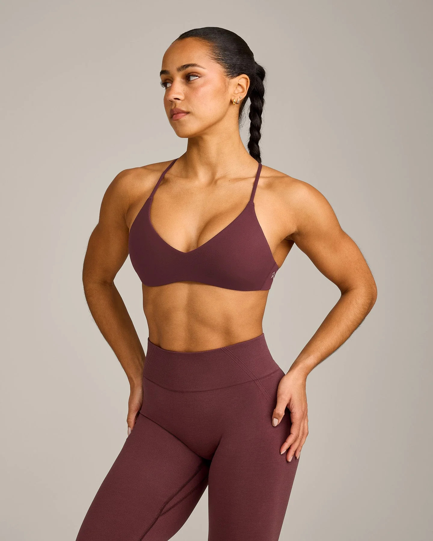 EasyLift™ Ultra Minimal Bralette with Grey Logo 
 Velvet Mocha | Oner Active (UK / US)