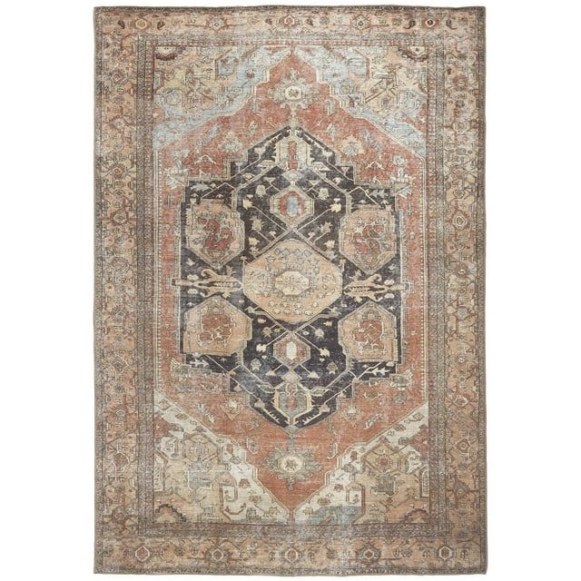 Prescott Vintage Medallion Rug, Pink Clay/Charcoal Gray, 9ft-2in x 12ft Area Rug | Walmart (US)