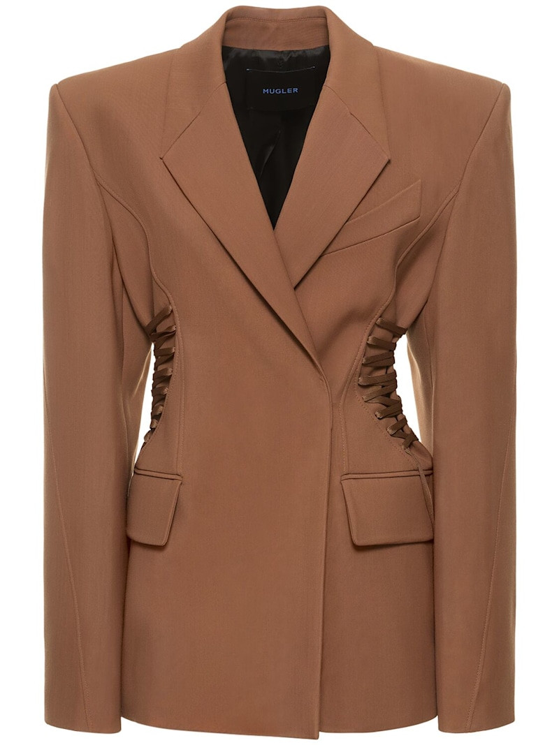 Fitted waist oversized jacket w/ laces - MUGLER - Women | Luisaviaroma | Luisaviaroma
