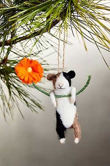 Mouse with Flower Felt Ornament | Anthropologie (US)