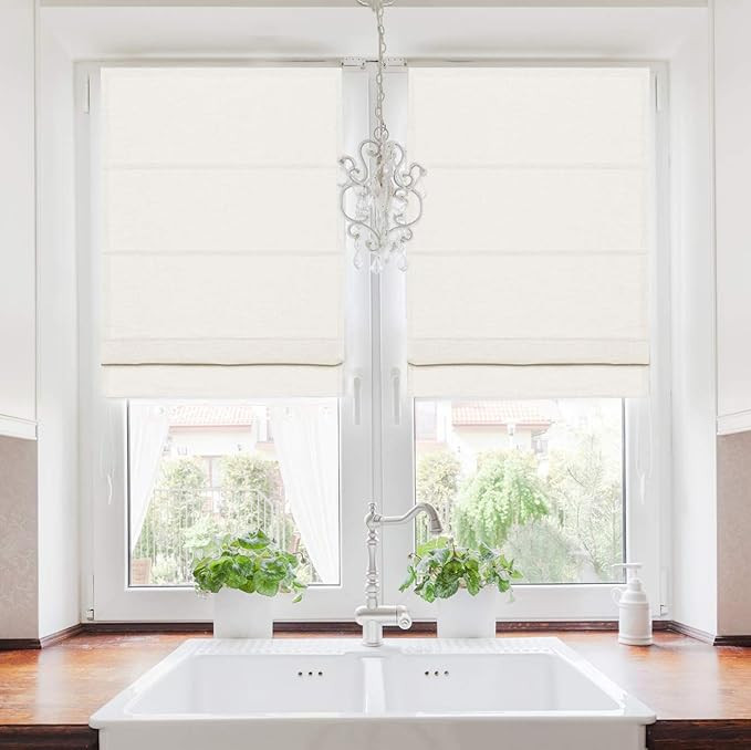 TWOPAGES Roman Blinds Linen Roman Shade for Kitchen Windows, Custom Made Roman Window Shade Room ... | Amazon (US)