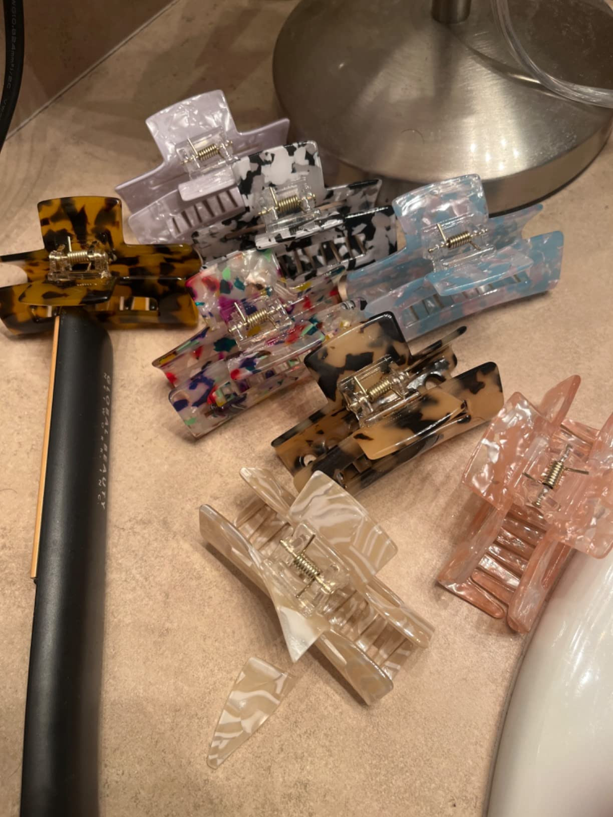 Hair Claw Clips 8 Pack Tortoise Barrettes Rectangle Shape Clips 3 Inch Fashion Hair Clips for Wom... | Amazon (US)