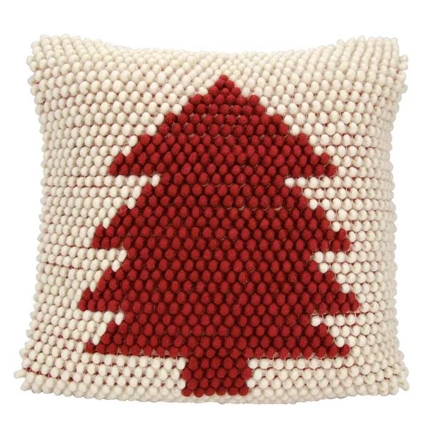 Nourison Home for the Holiday Christmas Tree Loops Ivory Red Decorative Square Throw Pillow, 20" ... | Walmart (US)
