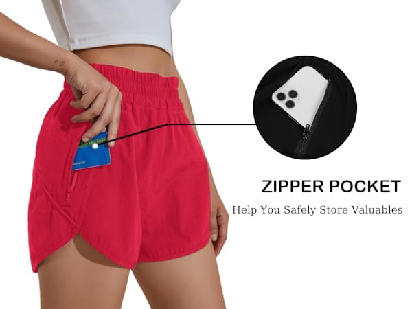 BMJL Women's Running Shorts Elastic High Waisted Shorts Pocket Sporty Workout Shorts Quick Dry Athle | Amazon (US)