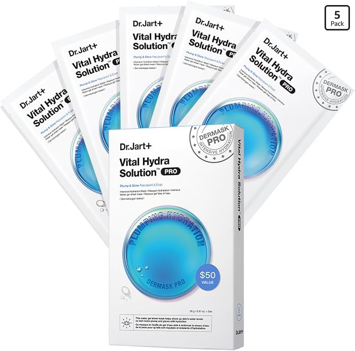 Dr.Jart+ Dermask Vital Hydra Solution Glow Korean Face Mask with Hyaluronic Acid for Glass Skin |... | Amazon (US)