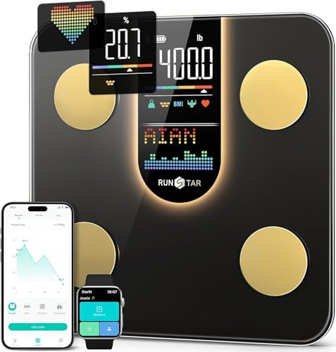 RunStar Scale for Body Weight, Smart Scale with 8-in-1 VA Display, High Precision Bathroom Digital Scale for Body Weight Heart Rate BMI Body Fat 22 Body Composition Sync APP, FSA&HSA Eligible | Amazon (US)