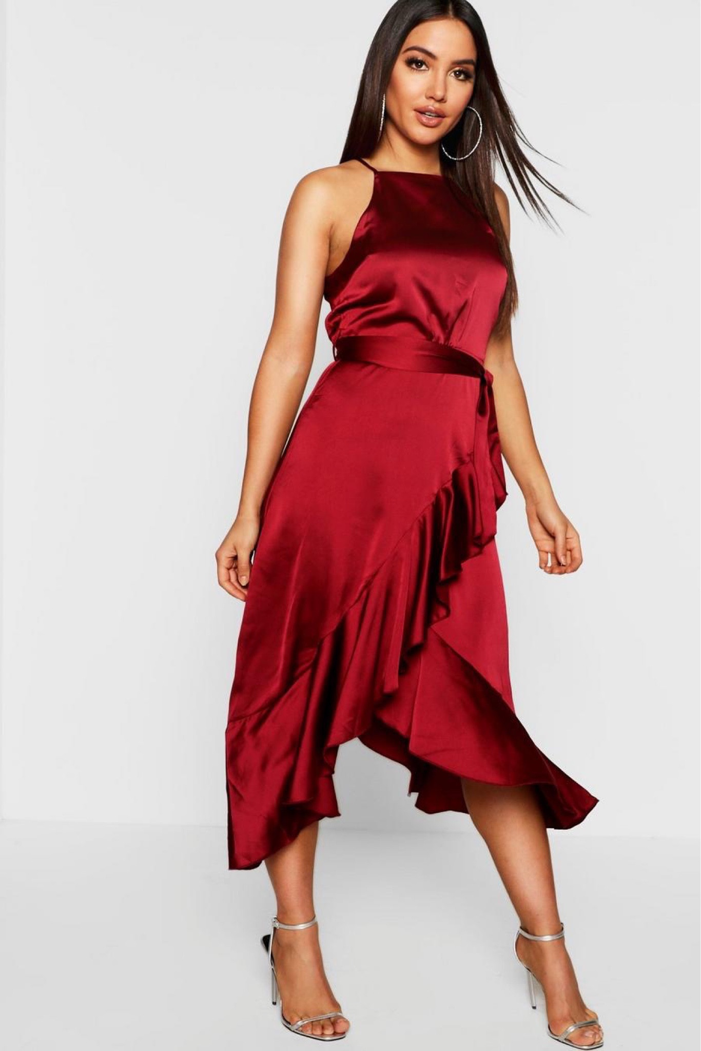 Valentine’s Day dress, red dress, satin dress, wrap dress, midi dress, wedding guest dress, cocktail dress. 

#LTKunder50 #LTKstyletip #LTKFind