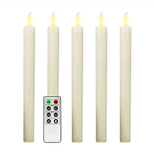 Rhytsing 10" 5Pcs Ivory Flameless Taper Candles with Timer - Remote & Batteries Incl. | Walmart (US)