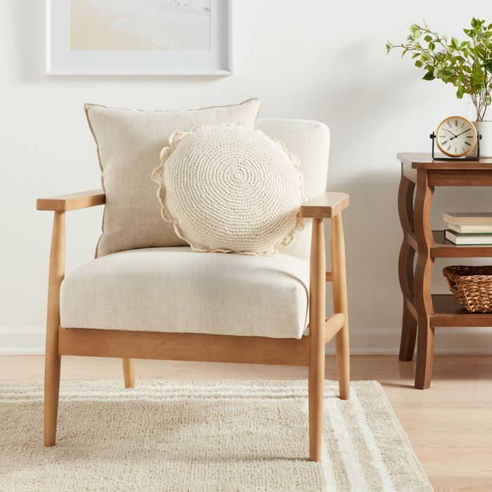 Crochet Round Throw Pillow Cream - Threshold&#8482; | Target