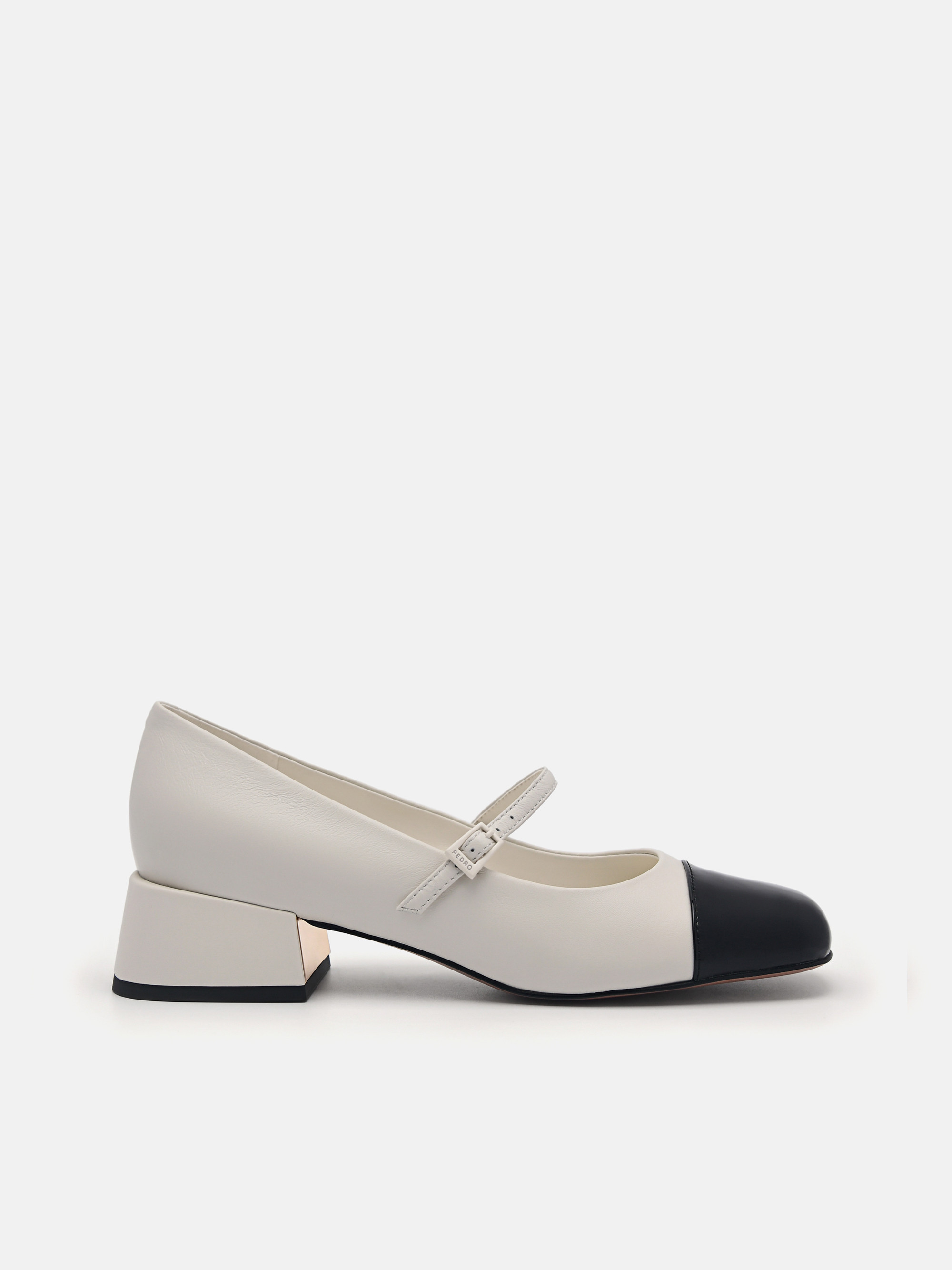 Chalk Bianca Leather Mary Jane Pumps | PEDRO | Pedro Shoes