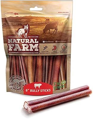 Natural Farm 6-Inch Bully Sticks (25-Pack) All-Natural, Farm-Raised Beef Dog Treats | Odor-Free, ... | Amazon (US)
