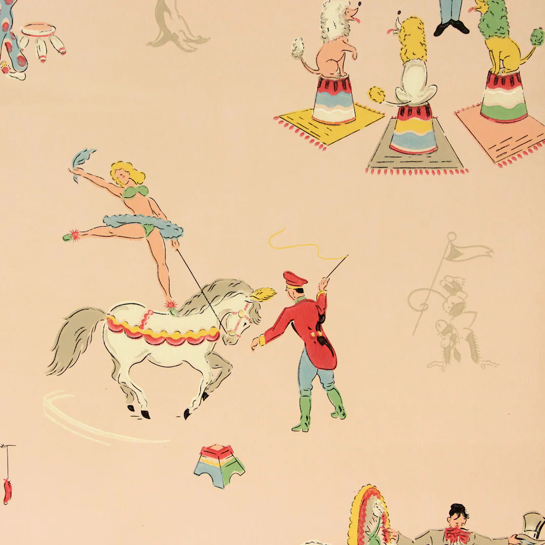 1930s Vintage Nursery Wallpaper - Circus Ringleader Poodles Elephants Acrobats Clowns, Sold by th... | Etsy (US)