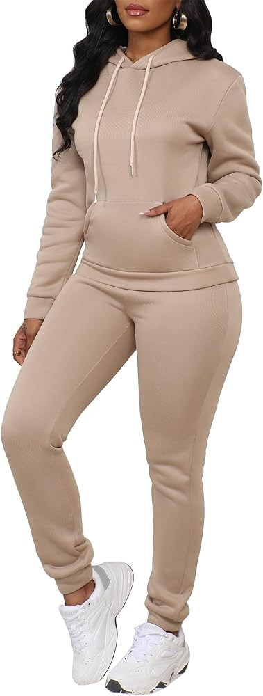 LovelyWholesale Womens Sweatsuits 2 Piece Set Hoodie Sweatshirts and Jogger Sets | Amazon (US)
