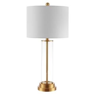 Cassian 26 in. Clear Table Lamp with White Shade | The Home Depot