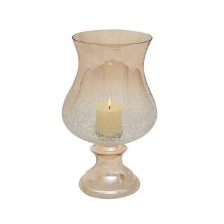 LITTON LANE Gold Glass Traditional Candle Hurricane Lamp-24672 - The Home Depot | The Home Depot