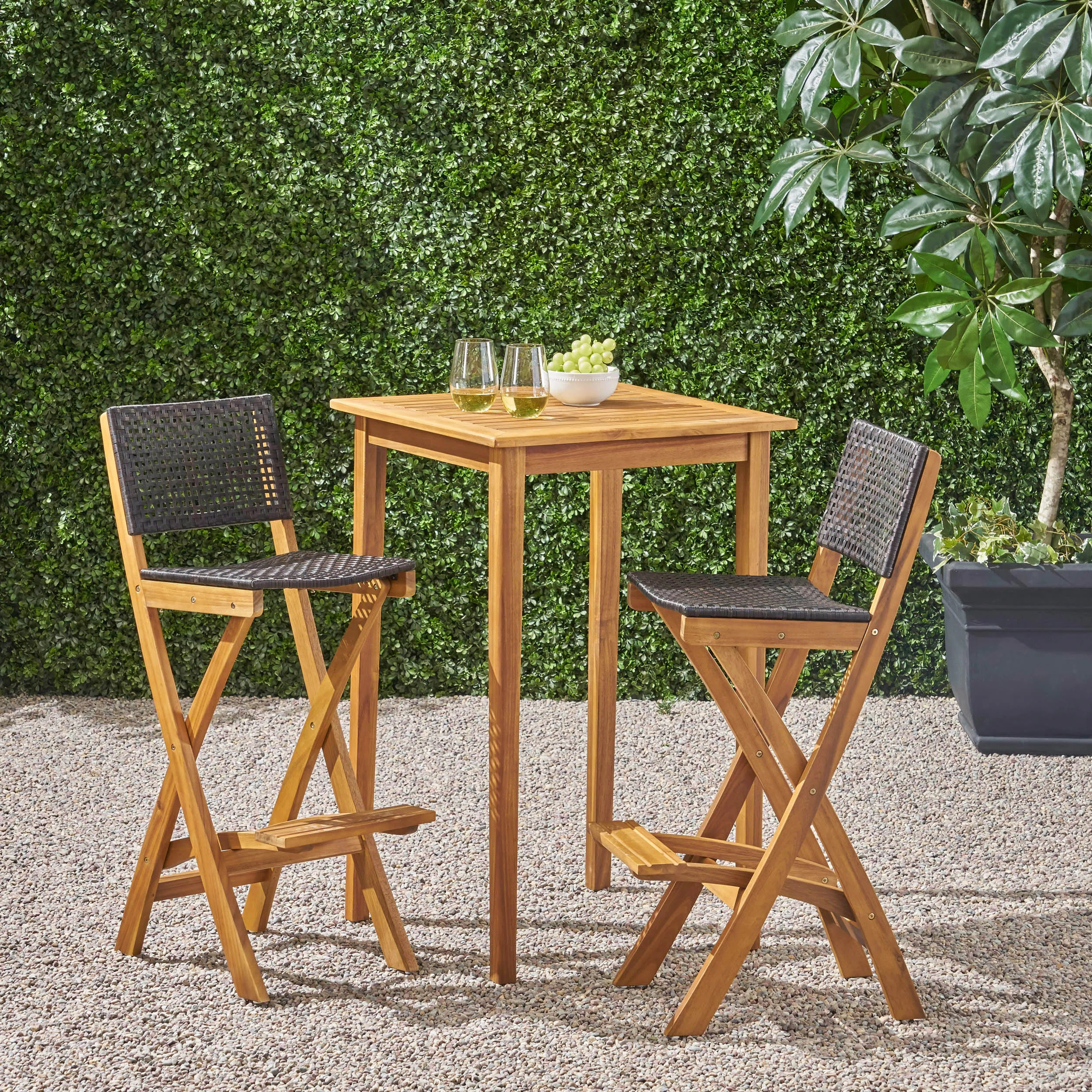Aiyden 2 - Person Wicker Patio Dining Set with Rectangular Table | Wayfair North America