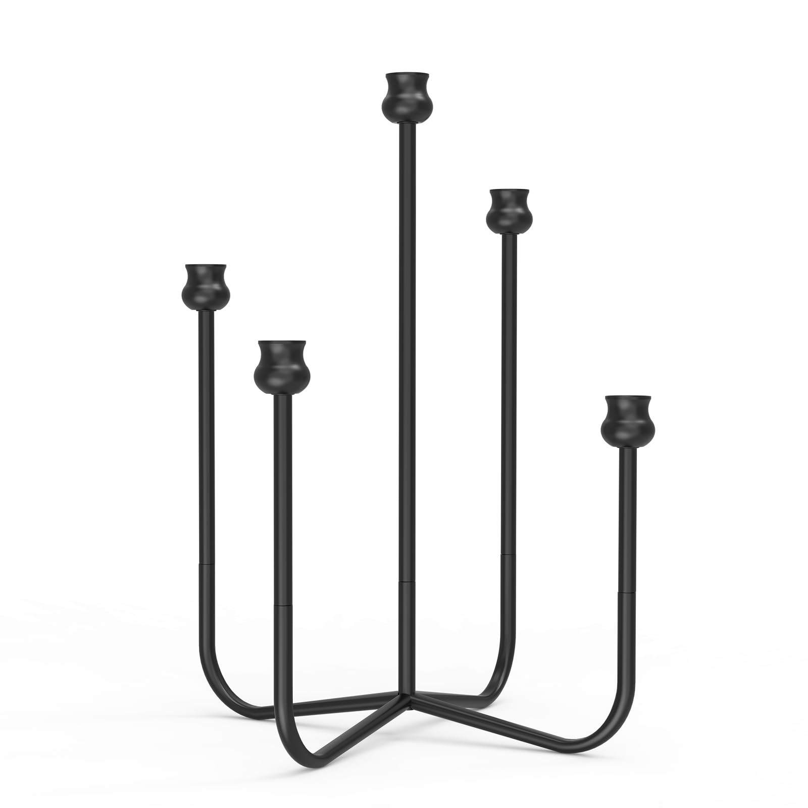 16-inch Iron Candlestick Holders, Black 5-Arm Taper Candle Holder, Vintage Modern Decorative Cand... | Amazon (US)