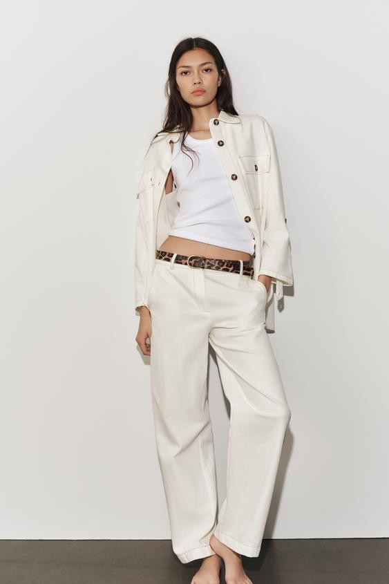 ANIMAL PRINT TROUSERS WITH BELT | Zara UK