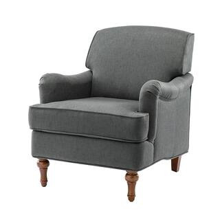 Achilles Charcoal Transitional Wooden Armchair with Turned Legs | The Home Depot