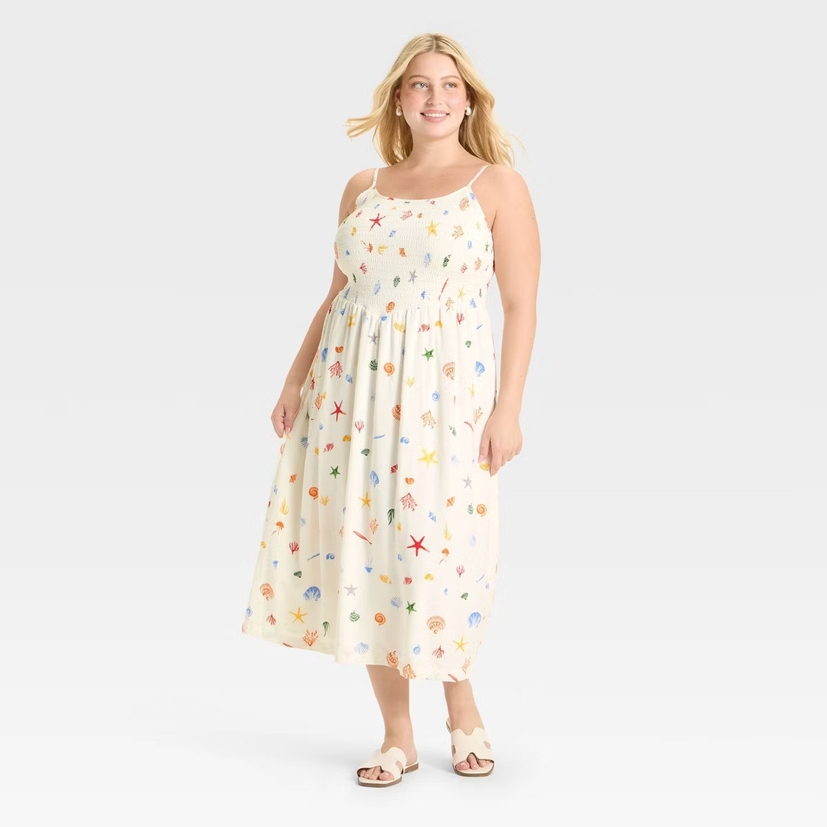 Women's Smocked V-Waist Midi Dress - A New Day™ Yellow Gingham 2X | Target