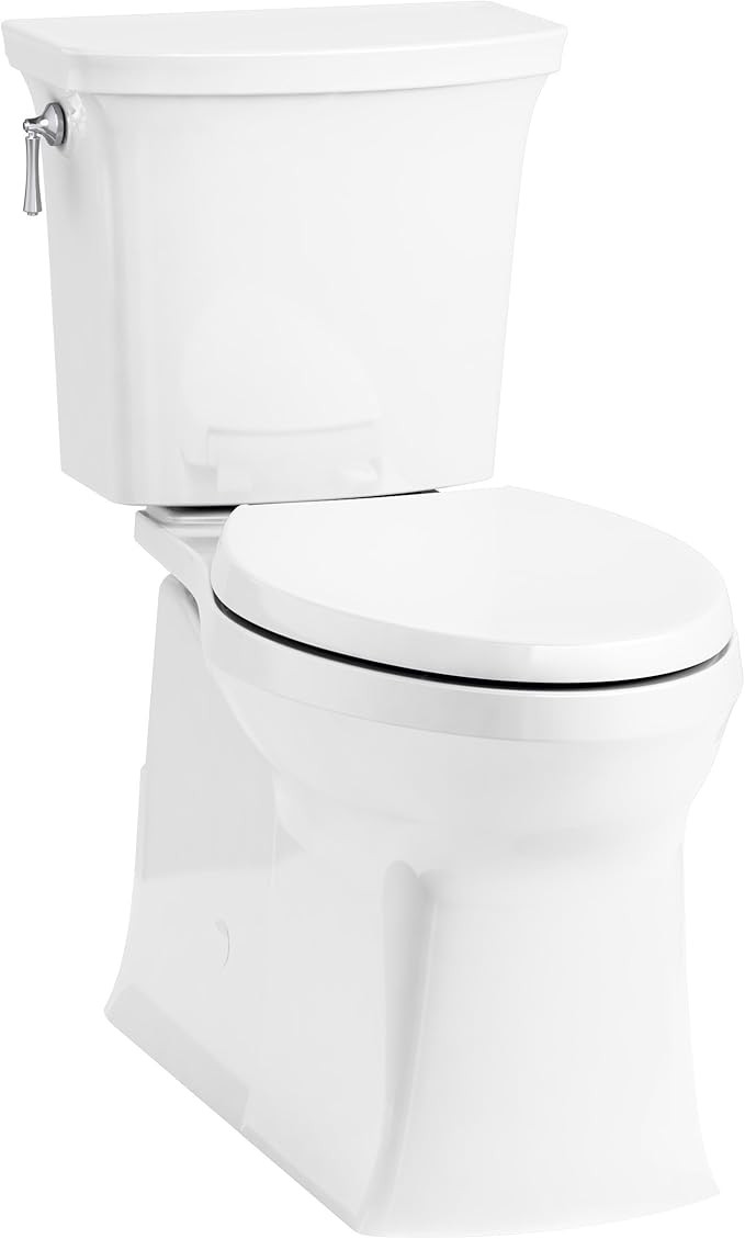 KOHLER 3814-0 Corbelle Comfort Height(R) elongated 1.28 gpf toilet with skirted trapway and Revol... | Amazon (US)