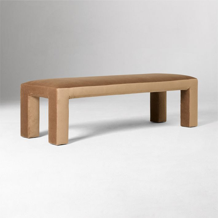 Nove 58in Bench, Performance Distressed Velvet Hazelnut | West Elm (US)