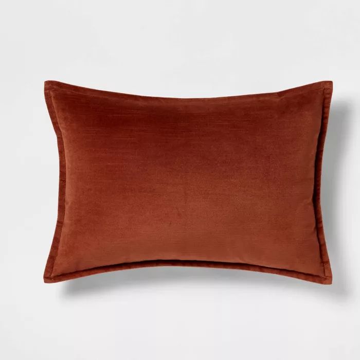 Cotton Velvet Lumbar Throw Pillow Brown - Threshold&#8482; | Target