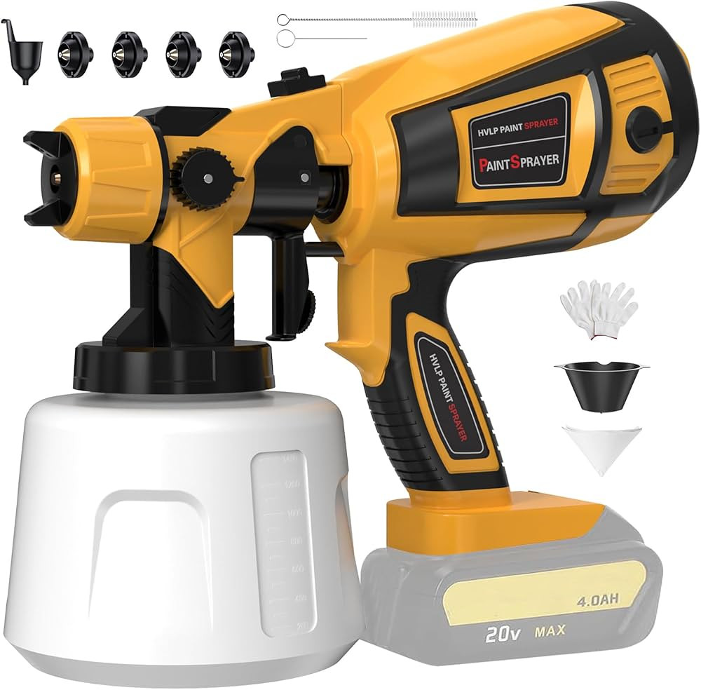 Cordless Paint Sprayer 30000RPM High Speed for Dewalt 20V MAX Battery 1400ml High Capacity Contai... | Amazon (US)