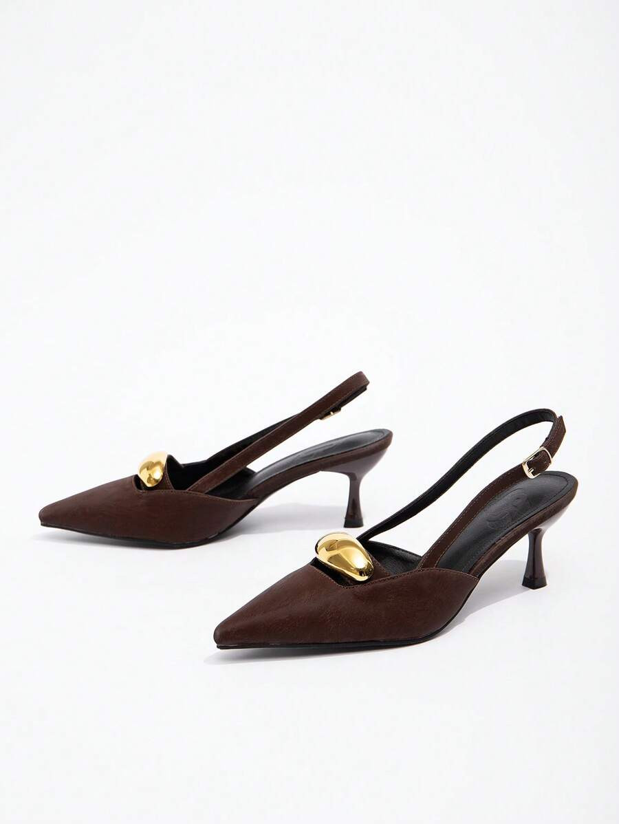 CUCCOO BIZCHIC Women's Burgundy Bow Decor Work Pumps | SHEIN